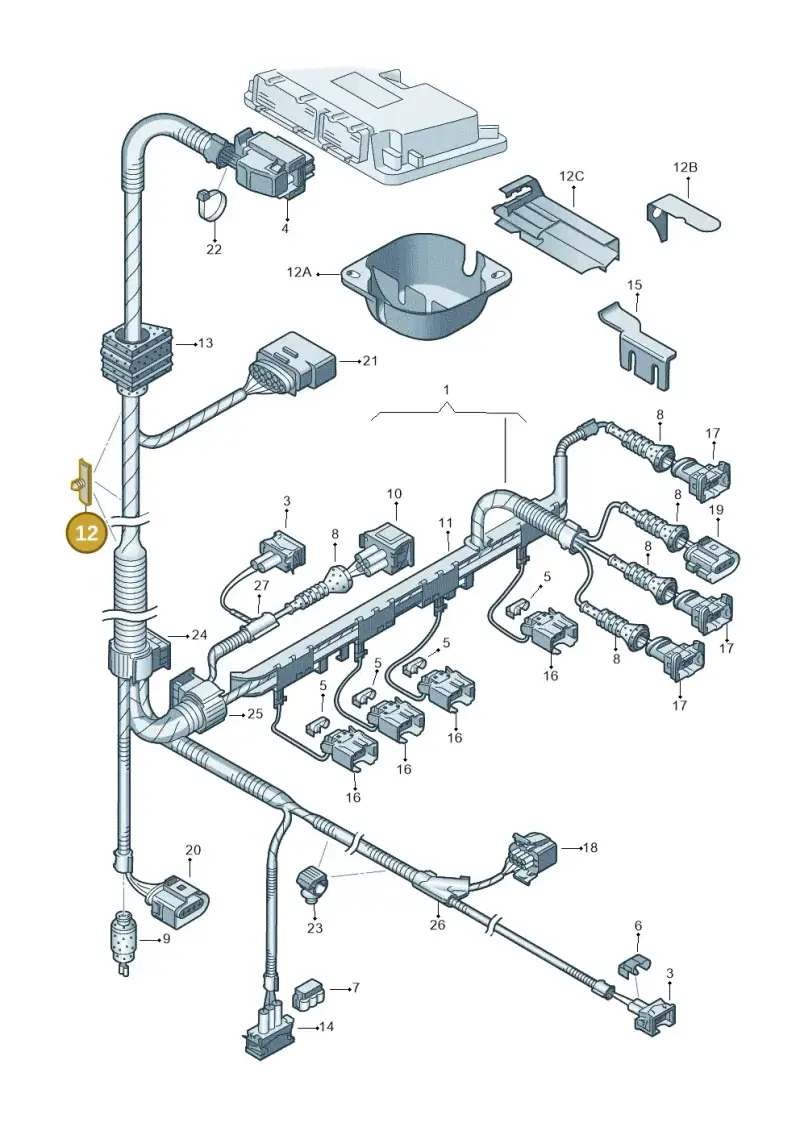 1H0971847A — Volkswagen Jetta Wagon (2001-2001) diagram 194971050, position 12
