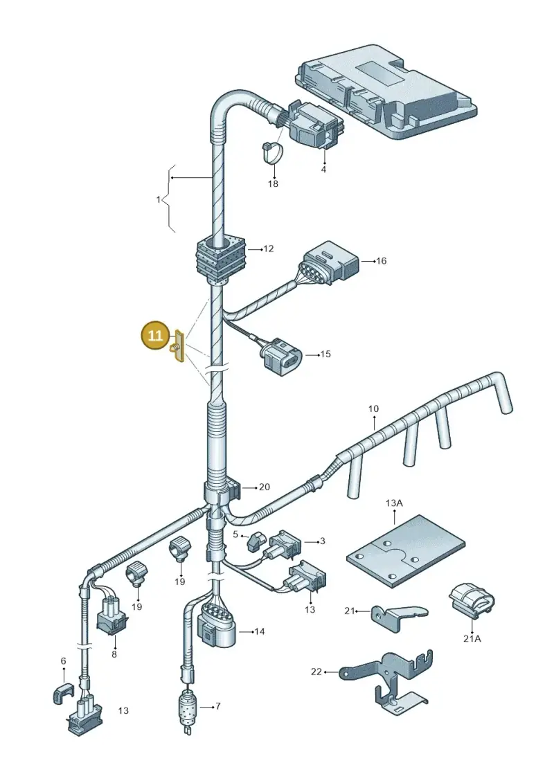 1H0971847A — Volkswagen Jetta/Wagon (2002-2006) diagram 203971080, position 11