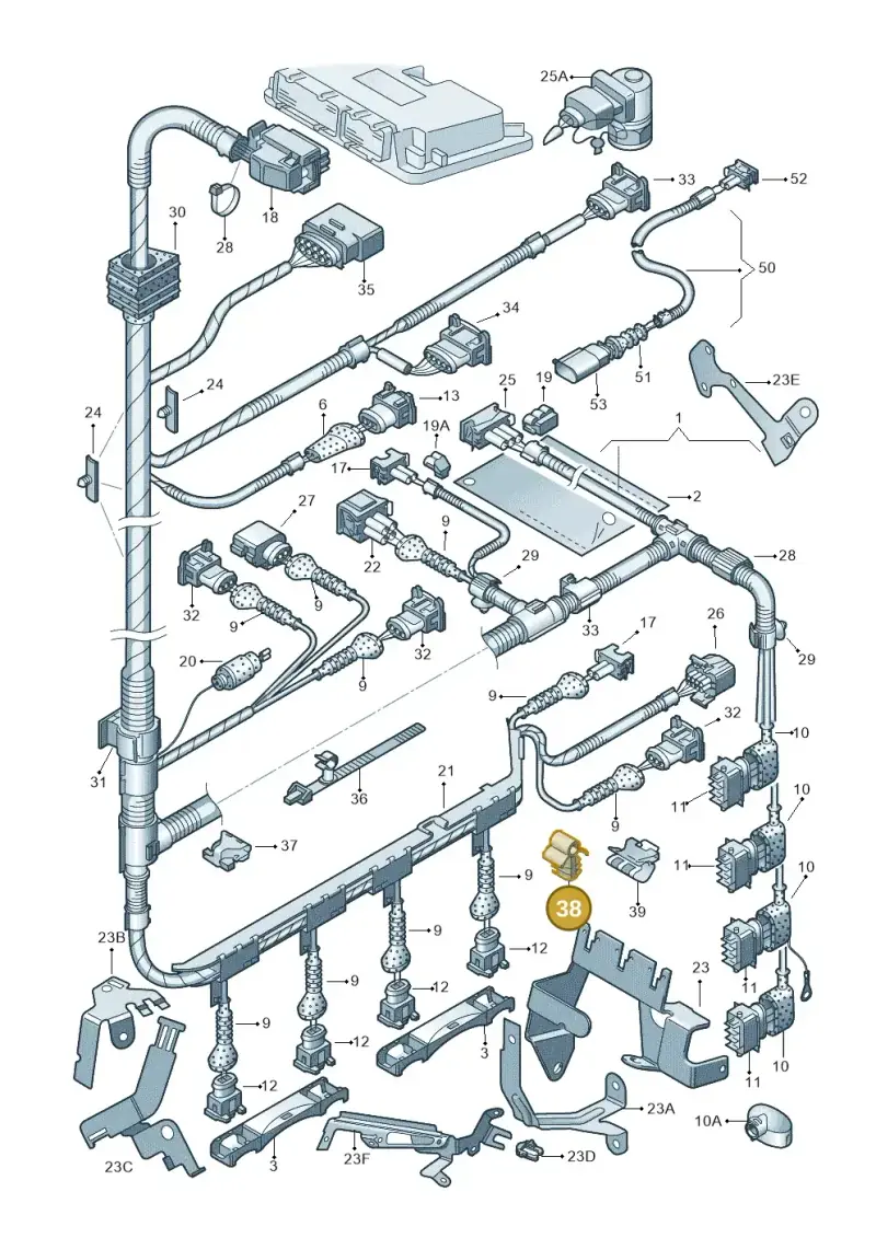 1H0971847A — Volkswagen New Beetle Cabrio. (2003-2005) diagram 203971100, position 38