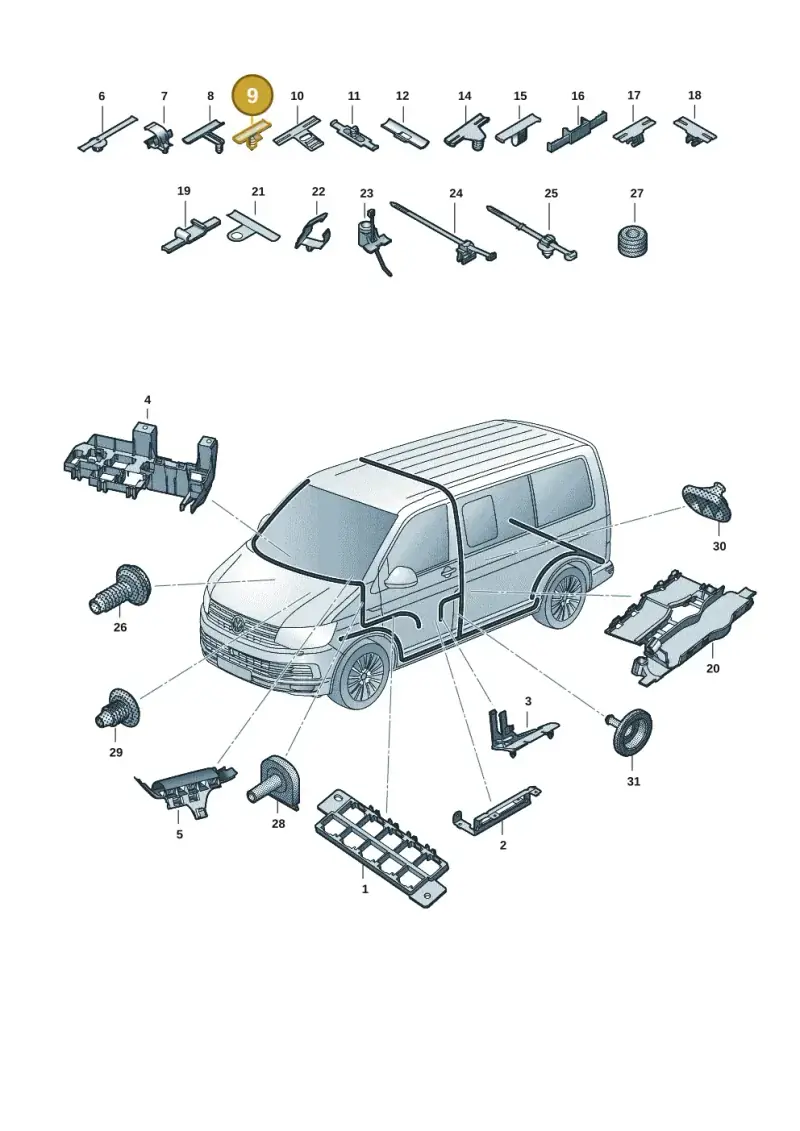 1H0971848AF — Volkswagen Transport. multivan (2019-2024) diagram 7em971081, position 9