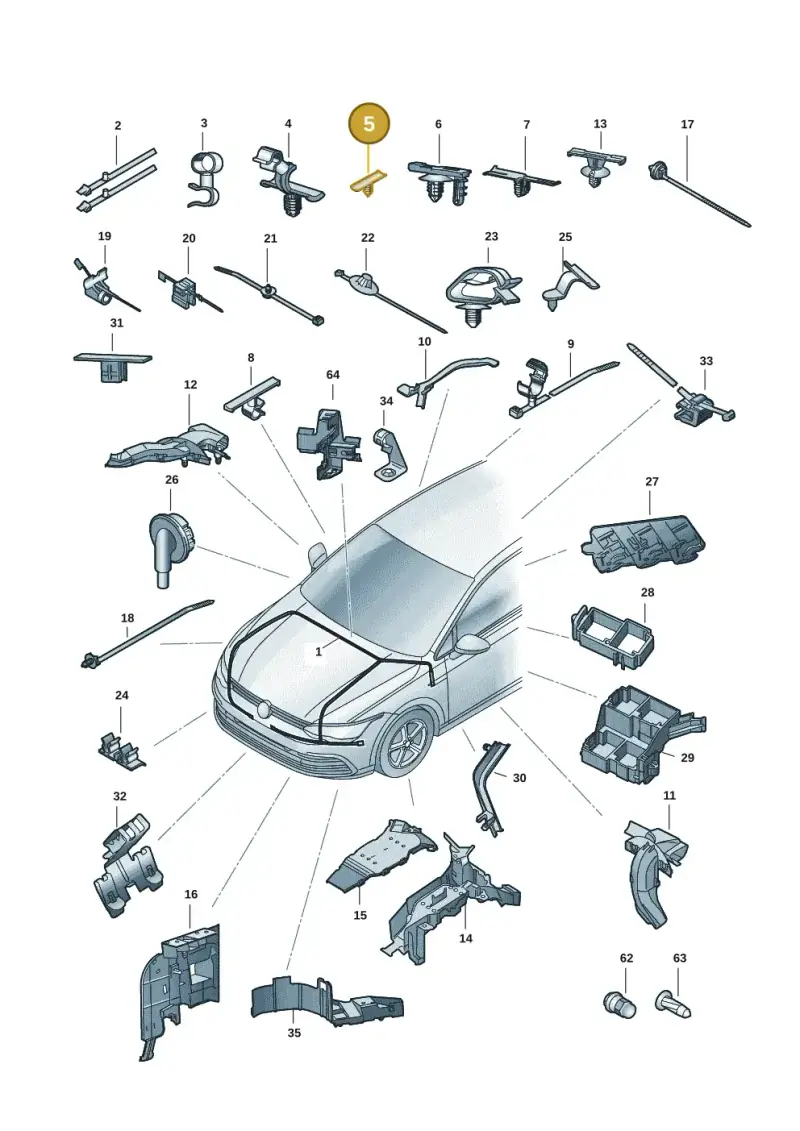 1H0971848AS — Volkswagen Golf 2.0 BlueMotion (2019-2024) diagram 5h0971081, position 5