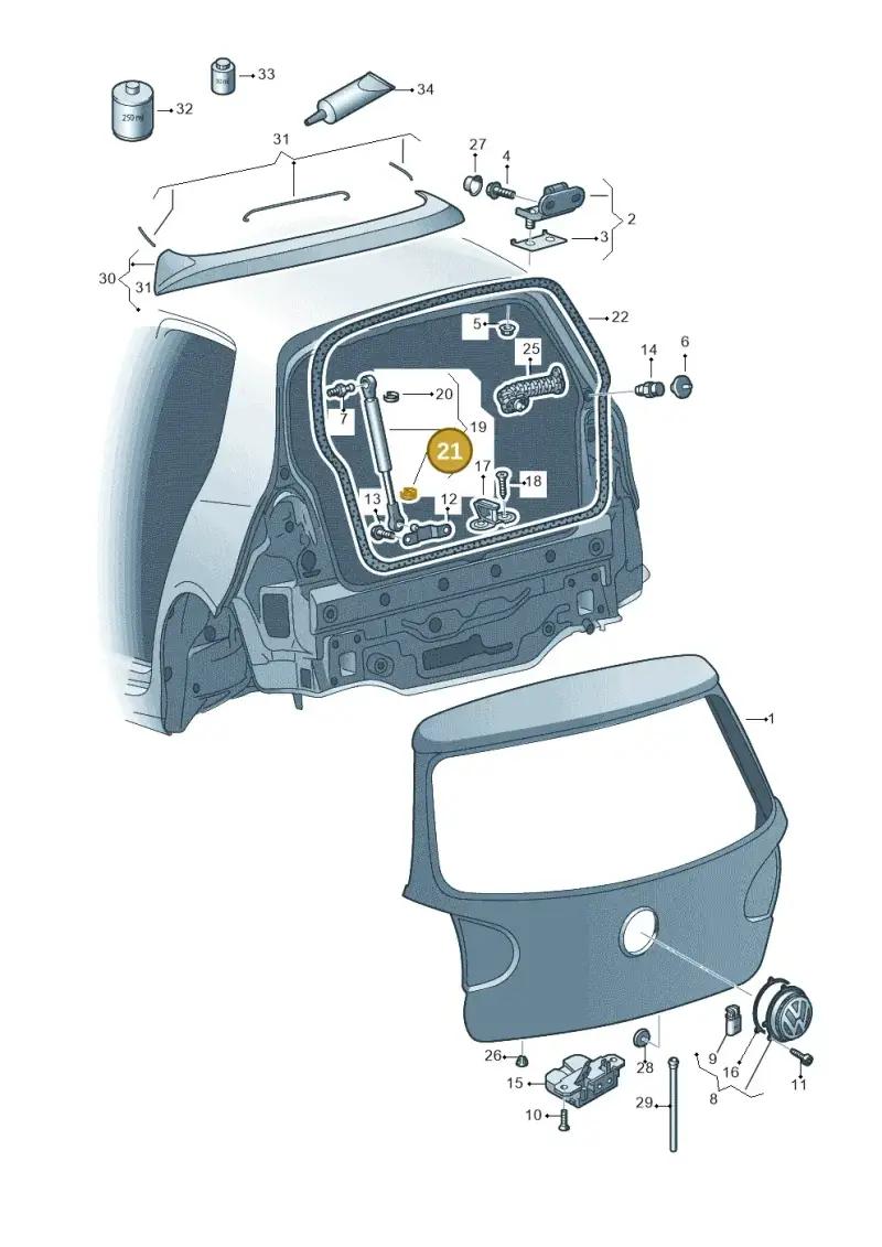 1H5827905 — Volkswagen Golf (2009-2014) diagram 649827000, position 21