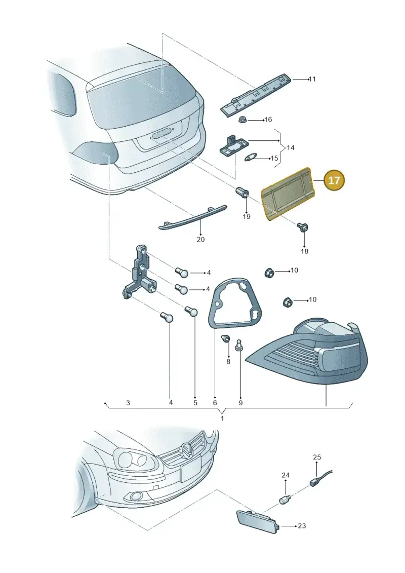1H6943199 — Volkswagen Jetta variant (2009-2014) diagram 684945000, position 17