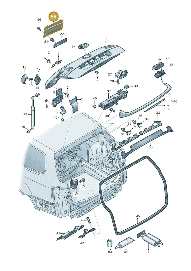 1H6943199 — Volkswagen Passat saloon (2010-2015) diagram 702827300, position 55