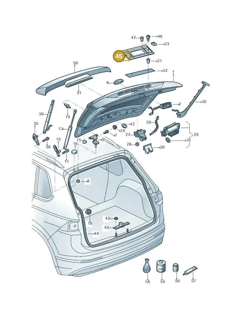 1H6943199 — Volkswagen Tiguan 2.0 4Motion (2017-2024) diagram 833827000, position 45