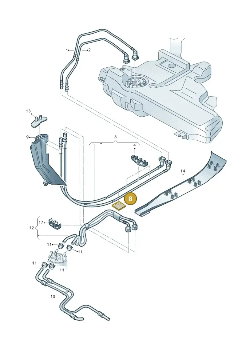 1H9864733 — Volkswagen Jetta/Wagon (2002-2006) diagram 194201250, position 8