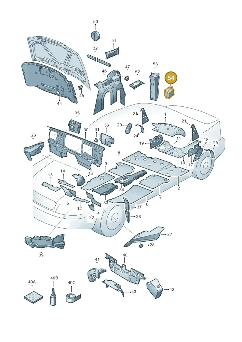 1H9864733 — Volkswagen Phaeton 4motion (2010-2016) diagram 258863200, position 54