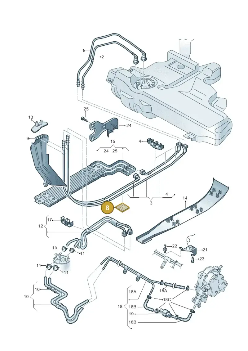 1H9864733 — Volkswagen Jetta/Wagon (2002-2006) diagram 405201260, position 8