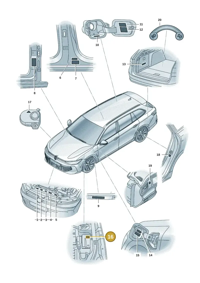 1J0010232C — Volkswagen Passat estate (2023-) diagram 3j0010000, position 16