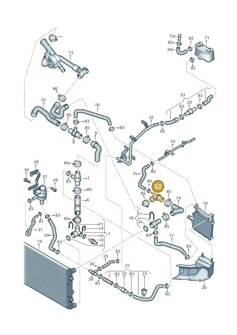 1J0121087B — Volkswagen Passat CC (2008-2012) diagram 460121330, position 12