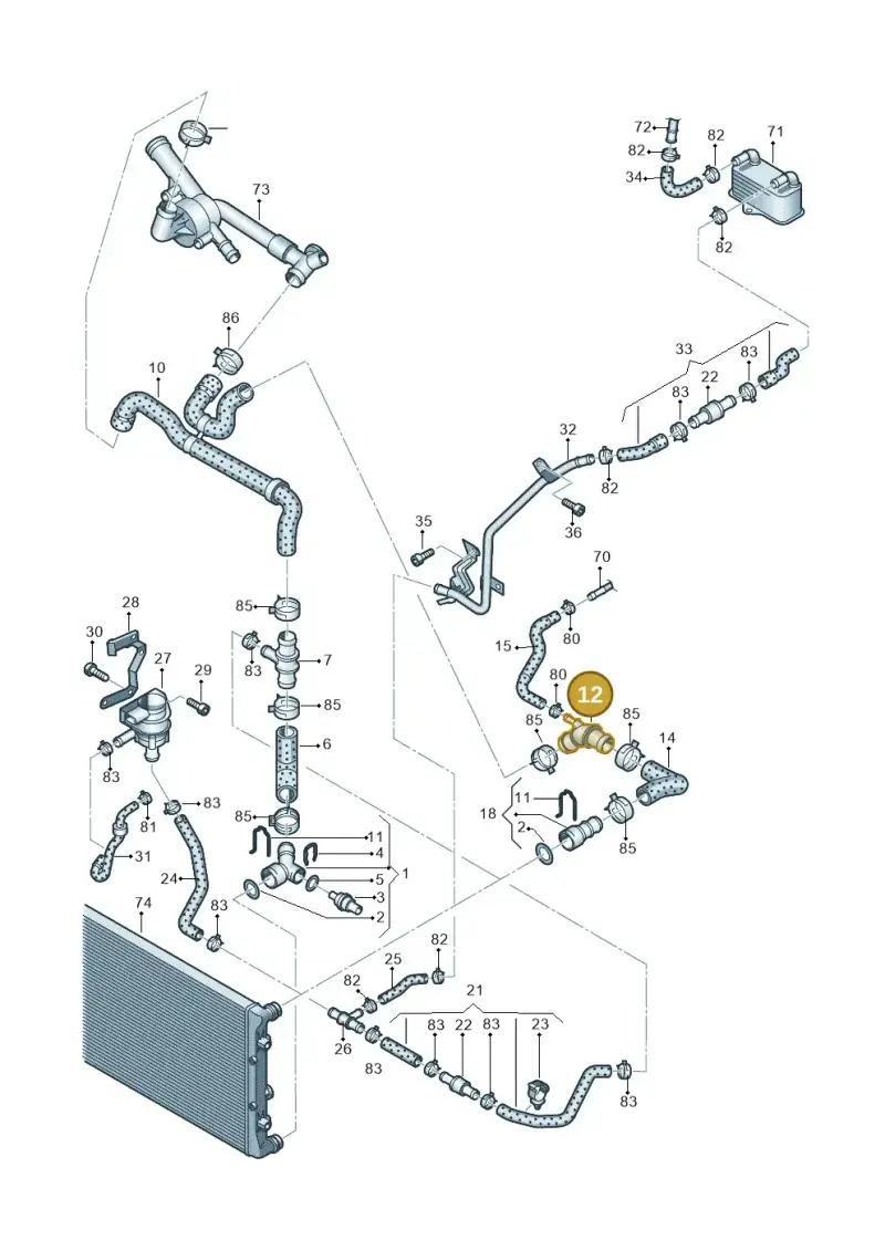 1J0121087B — Volkswagen Passat CC (2011-2016) diagram 702121330, position 12