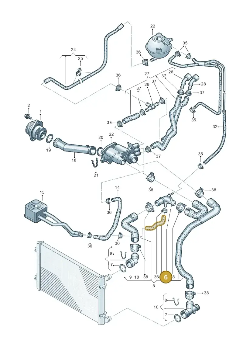 1J0121087C — Volkswagen Jetta/Wagon (2002-2006) diagram 194121220, position 6