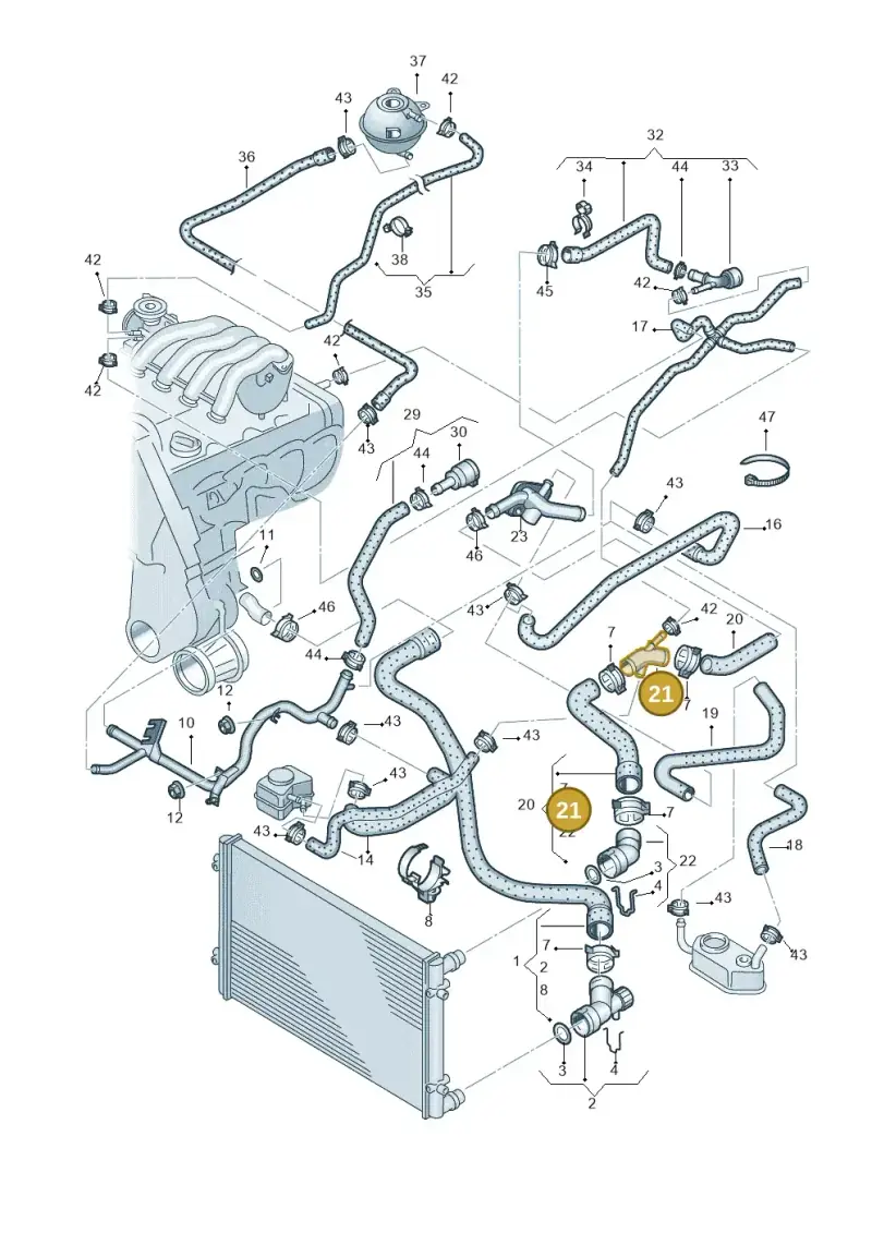1J0121087C — Volkswagen Jetta/Wagon (2002-2006) diagram 405121250, position 21