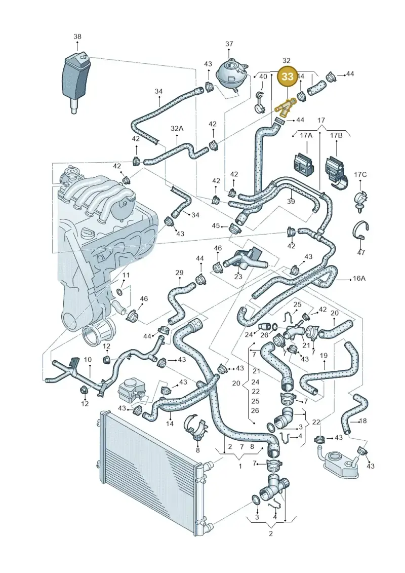 1J0121087D — Volkswagen Jetta Wagon (2001-2001) diagram 194121300, position 33