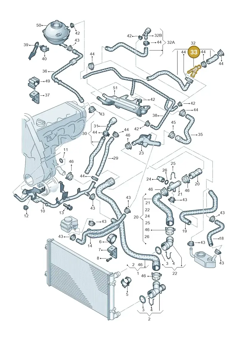 1J0121087D — Volkswagen New Beetle (1998-2001) diagram 194121450, position 33