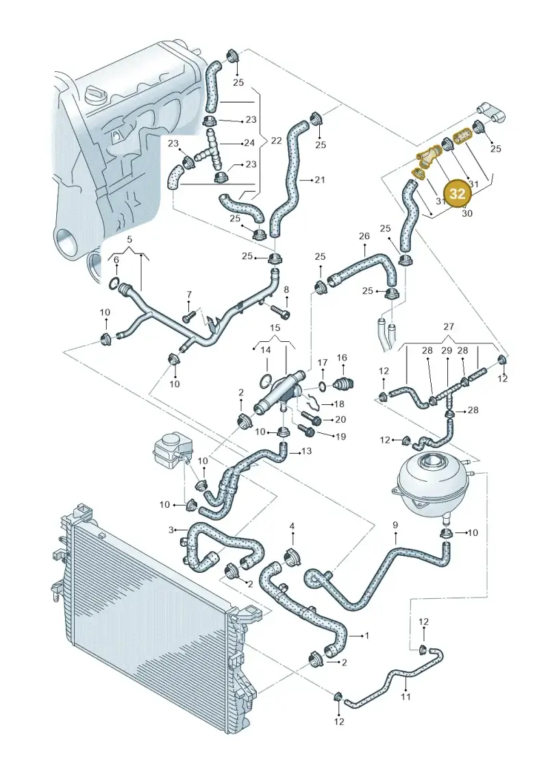1J0121087D — Volkswagen Transp. caravelle (2008-2009) diagram 410121200, position 32