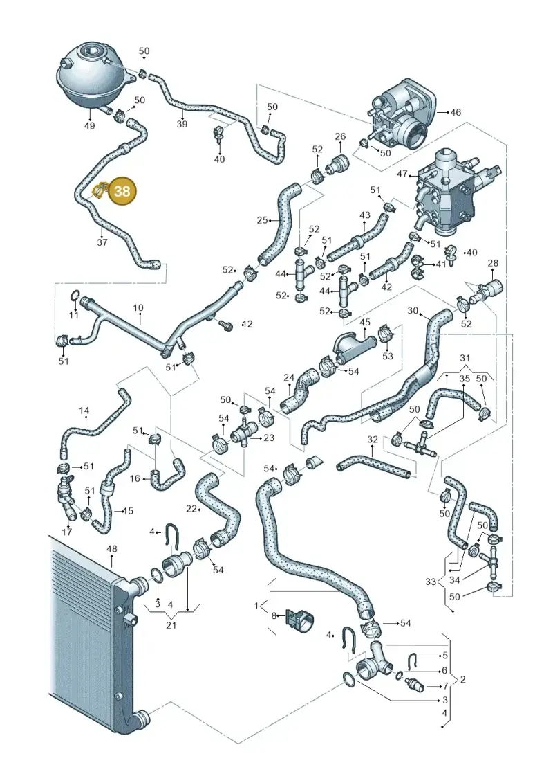 1J0121093AR — Volkswagen Golf (2011-2013) diagram 729121200, position 38