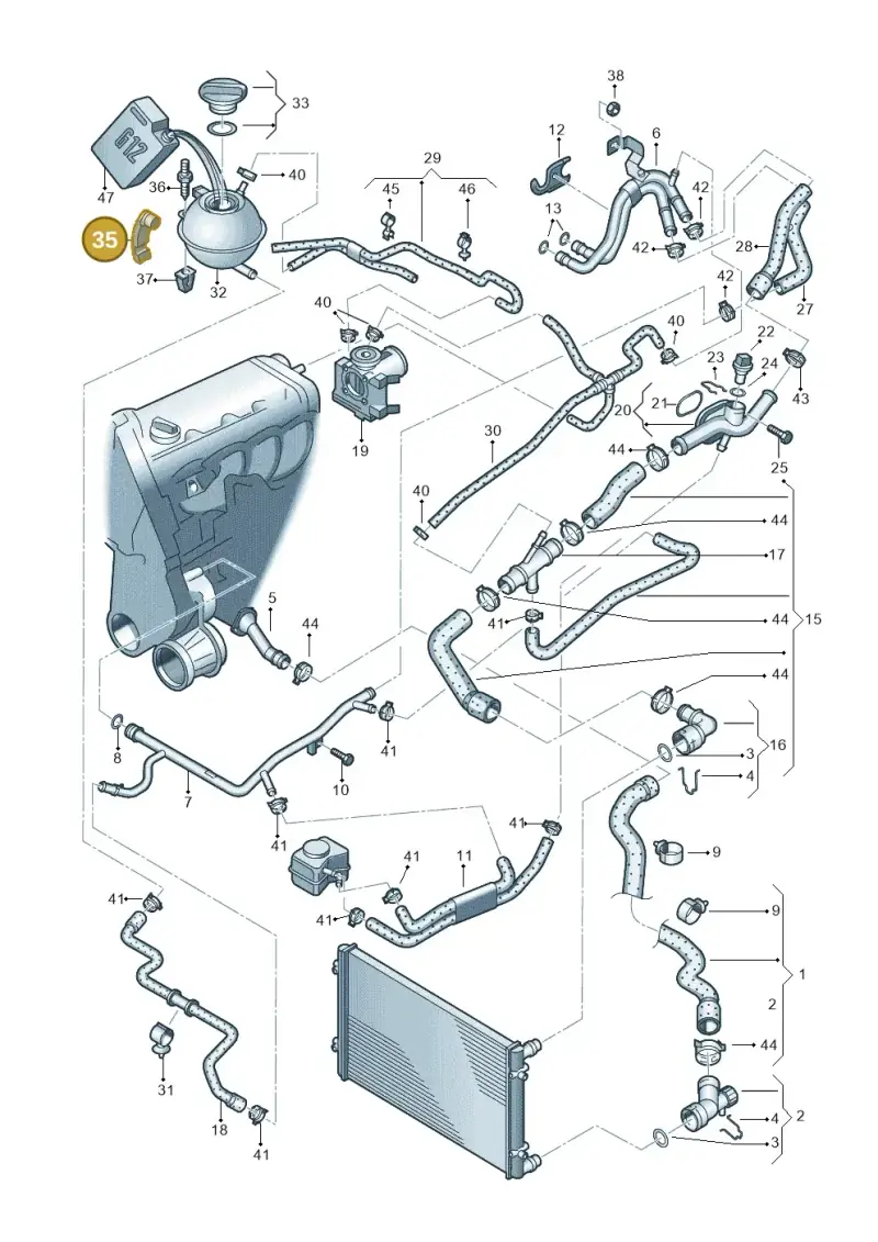1J0121422 — Volkswagen Polo (2011-2014) diagram 225121300, position 35