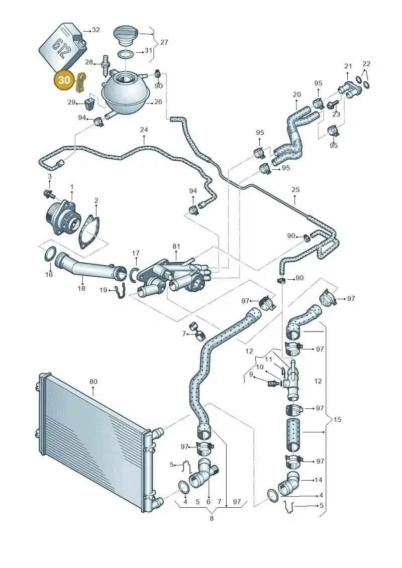1J0121422 — Volkswagen Polo (2008-2009) diagram 461121230, position 30