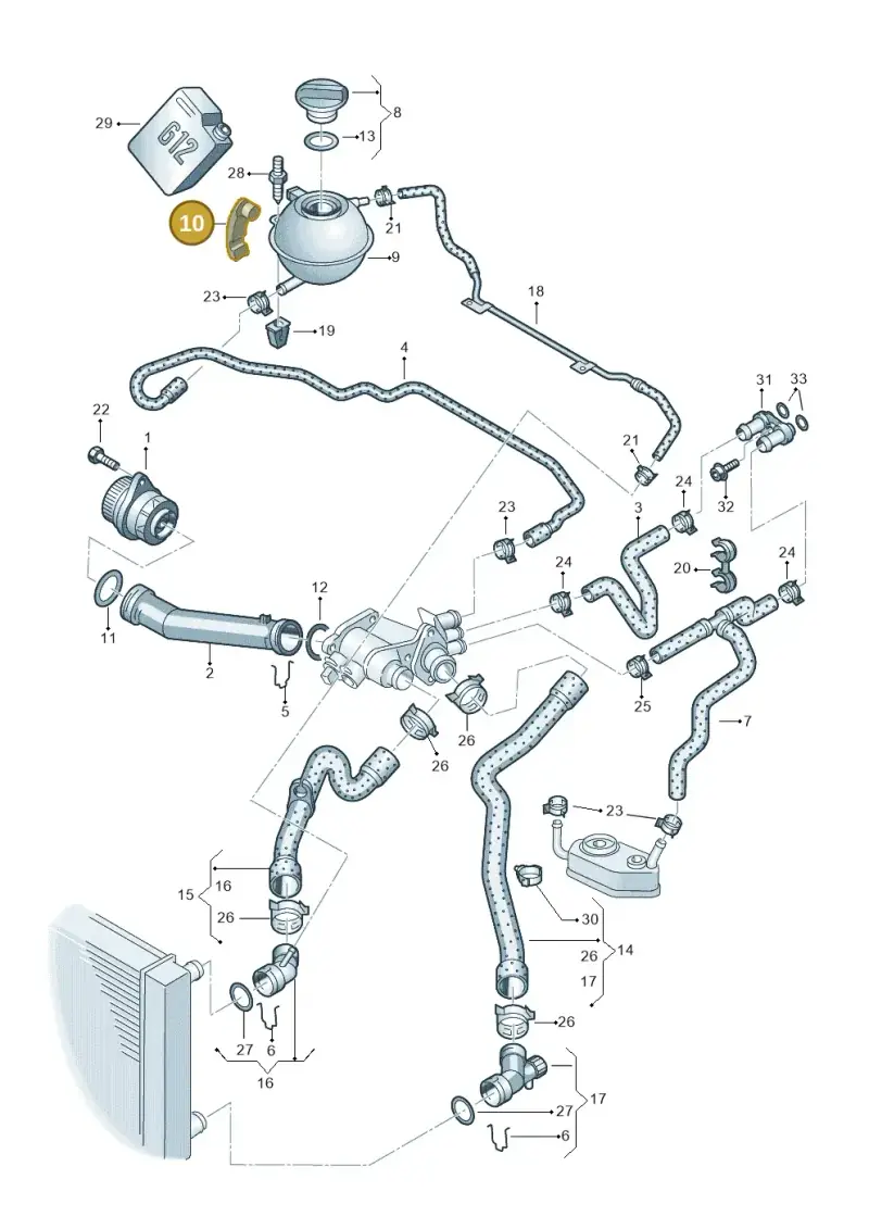 1J0121422 — Volkswagen POLO (2005-) diagram 461121250, position 10