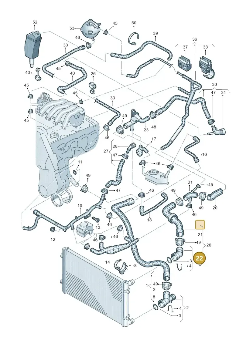 1J0122291 — Volkswagen New Beetle             06> (2005-) diagram 194121310, position 22