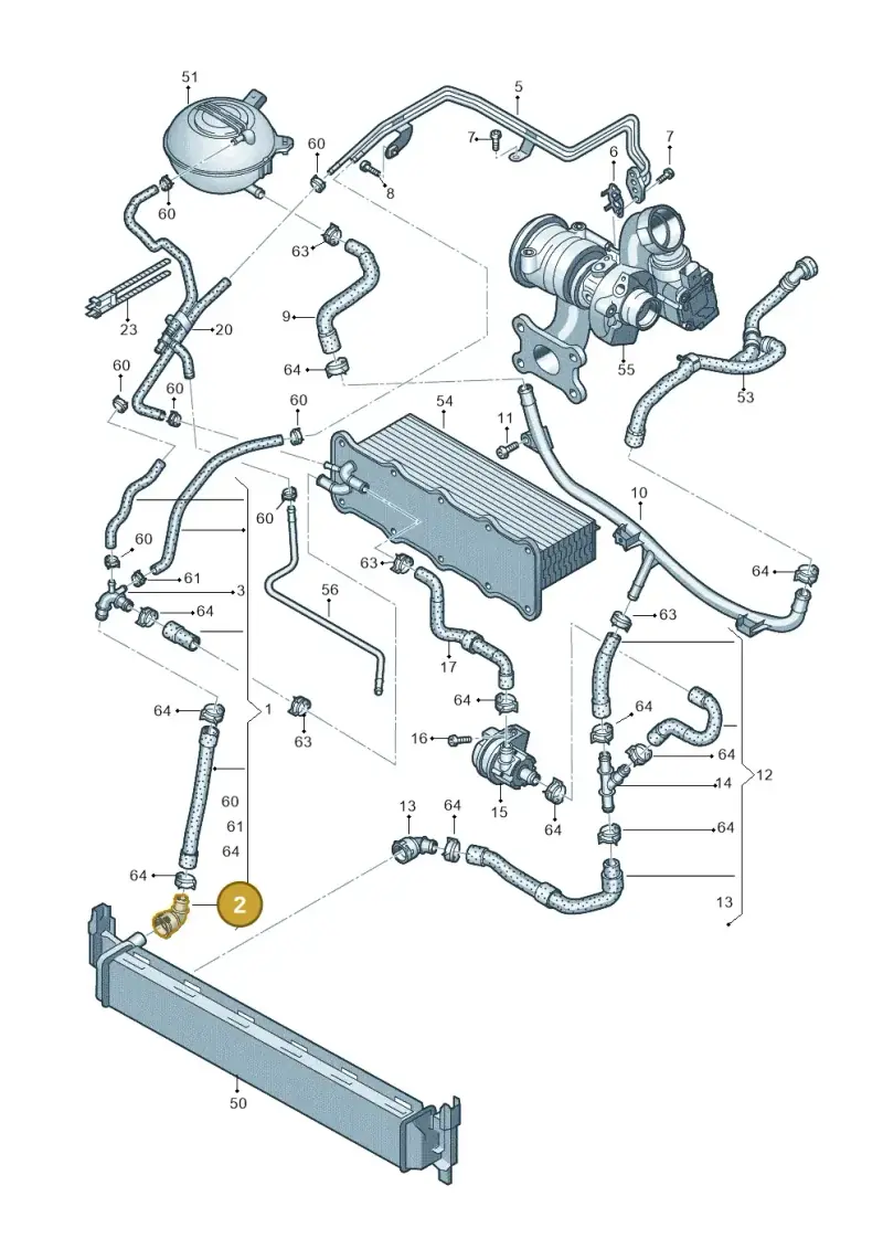 1J0122291C — Volkswagen Golf 2.0 (2016-2020) diagram 780121120, position 2