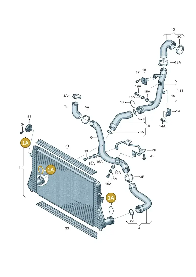 1J0145769D — Volkswagen Touran 1.9 (2008-2010) diagram 474145800, position 1A