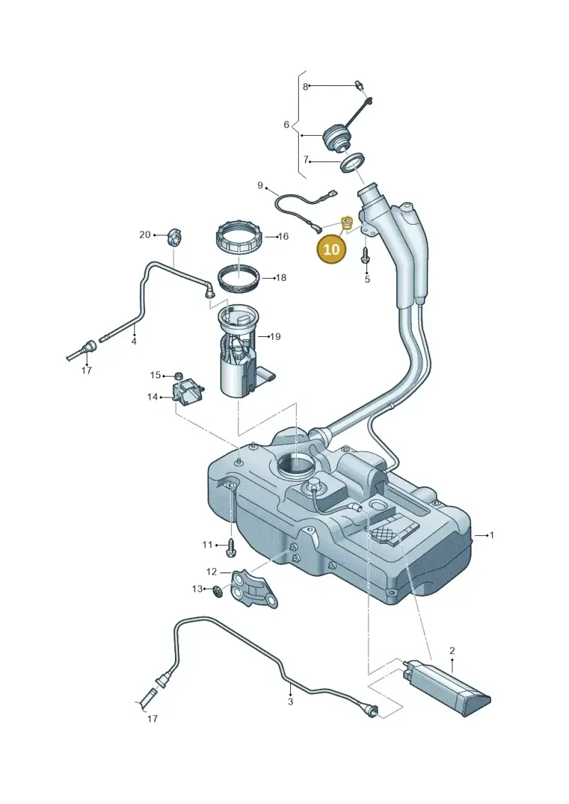 1J0201048C — Volkswagen Up! 1.0 BlueMotion (2016-2023) diagram 892201400, position 10