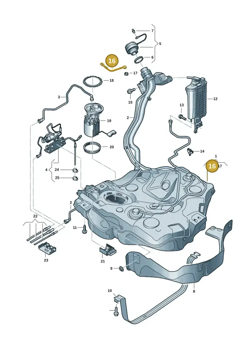 1J0201142A — Volkswagen T-Roc convertible 1.5 (2019-2024) diagram 827201037, position 16