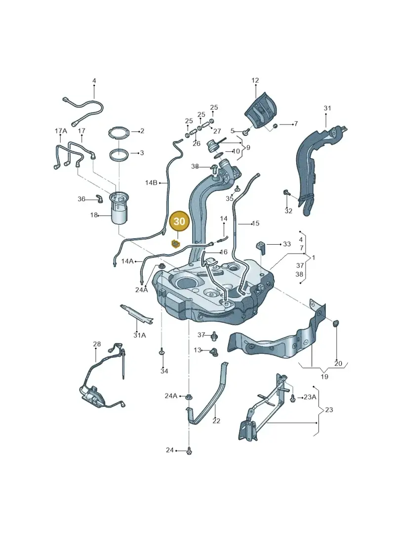 1J0201270A — Volkswagen Jetta 2.0 (2015-2015) diagram 692201050, position 30