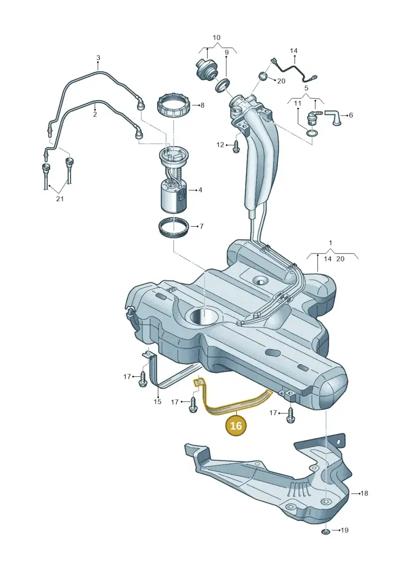 1J0201655F — Volkswagen Polo (2009-2014) diagram 677201150, position 16