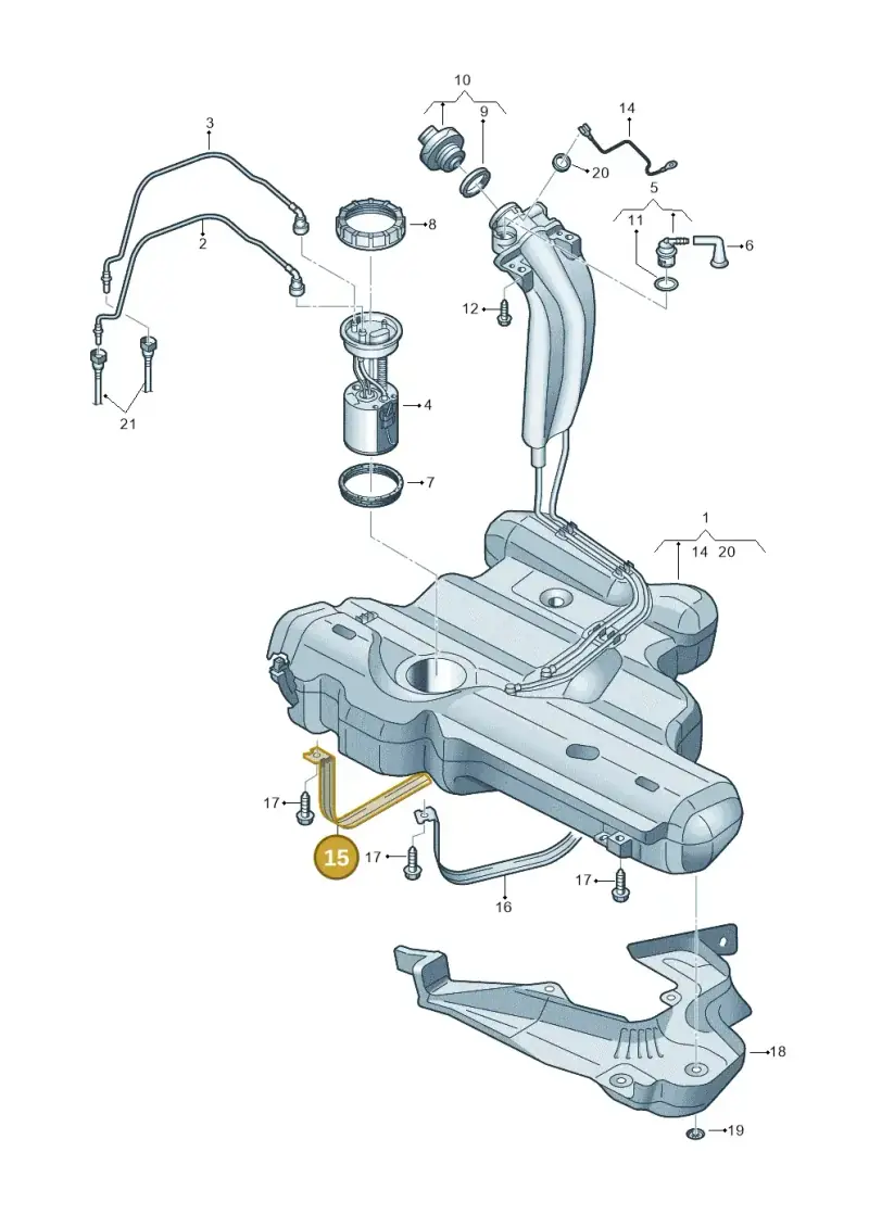 1J0201656E — Volkswagen Polo (2009-2014) diagram 677201150, position 15