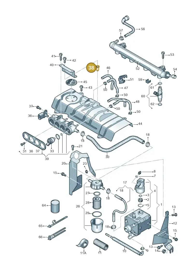 1J0201969 — Volkswagen Polo (2012-2014) diagram 672133420, position 38