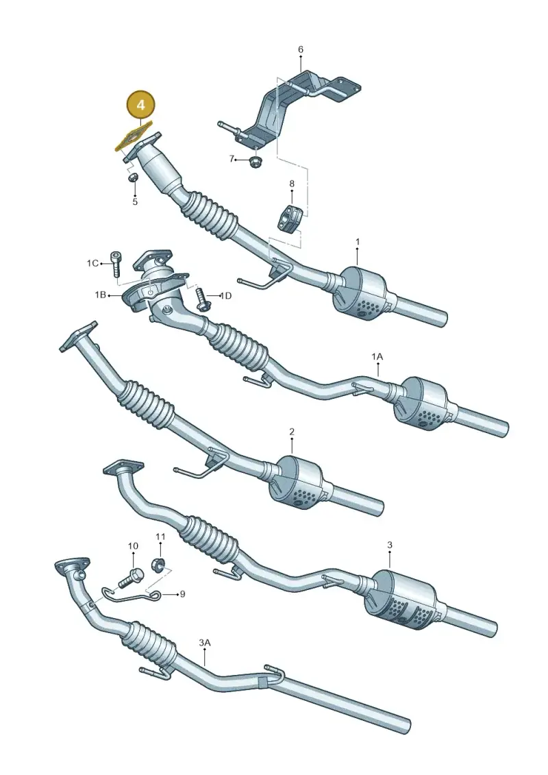 1J0253115S — Volkswagen Polo (2008-2009) diagram 253253500, position 4