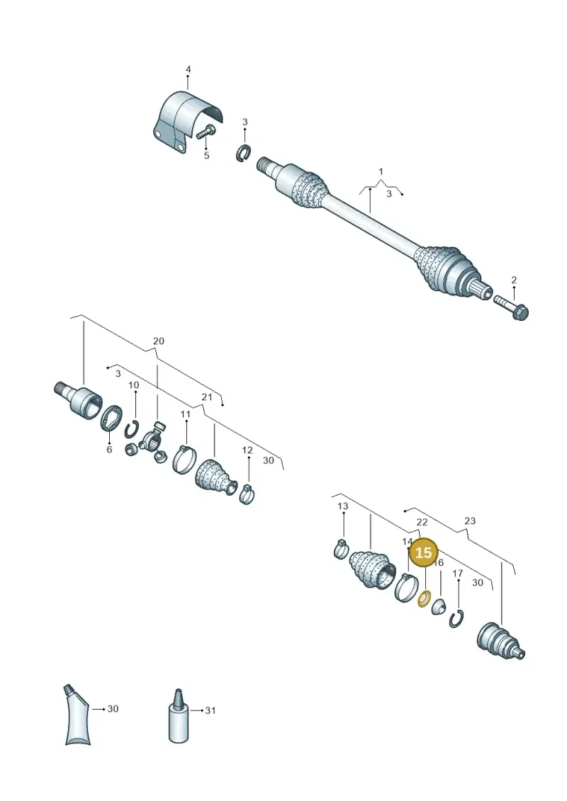 1J0407287 — Volkswagen Golf 1.4 BlueMotion (2014-2017) diagram 645407440, position 15