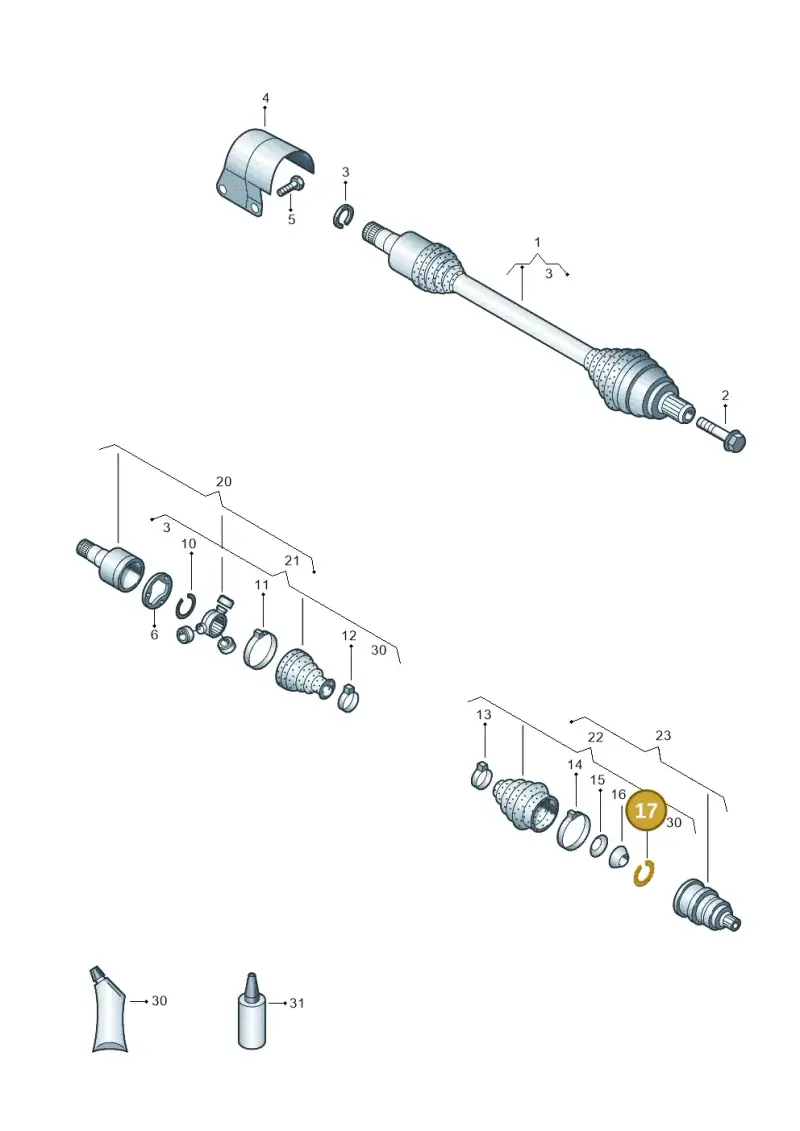 1J0407297 — Volkswagen Golf 1.4 BlueMotion (2014-2017) diagram 645407440, position 17