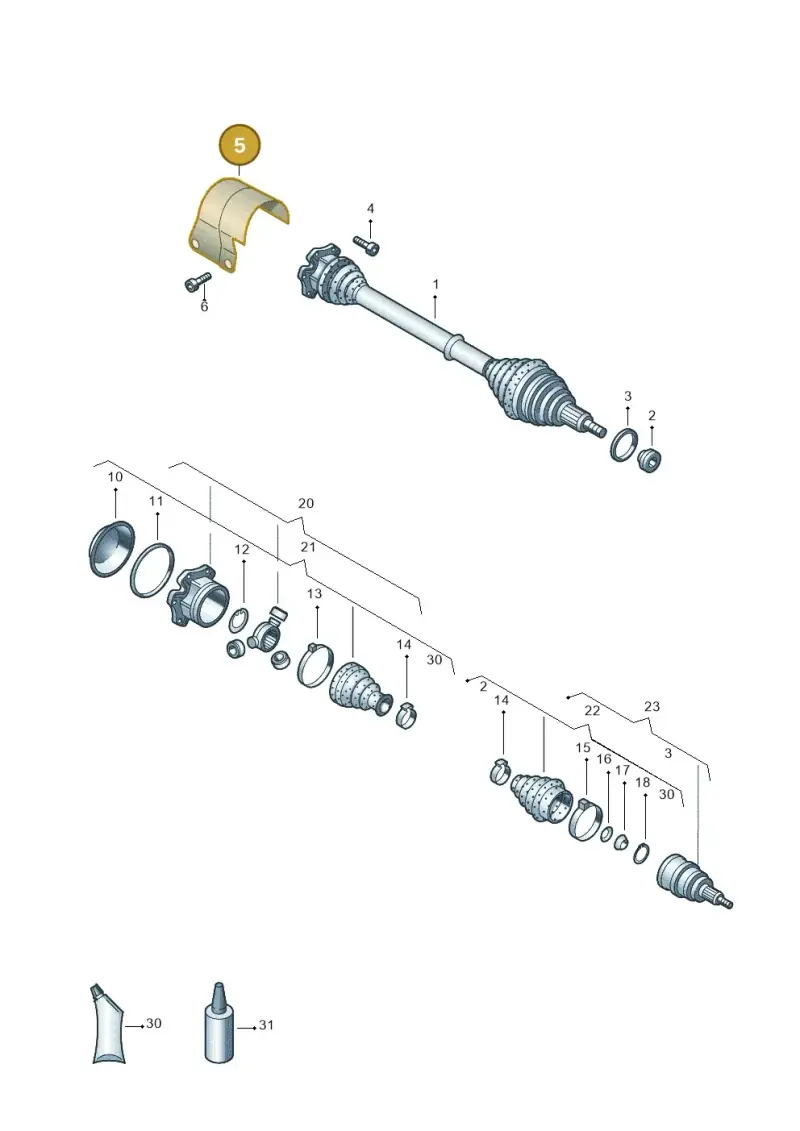 1J0407721B — Volkswagen Polo (2008-2009) diagram 657407360, position 5