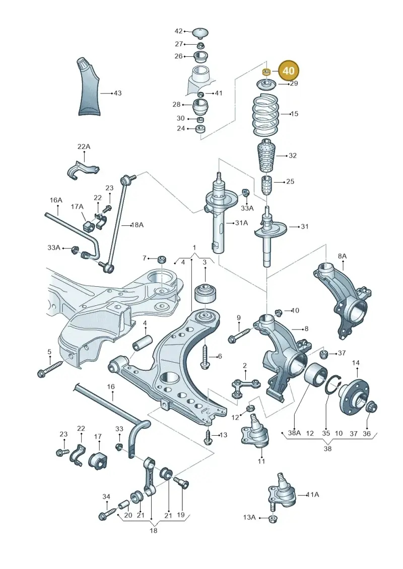 1J0412311A — Volkswagen New Beetle (1998-2001) diagram 194407100, position 40