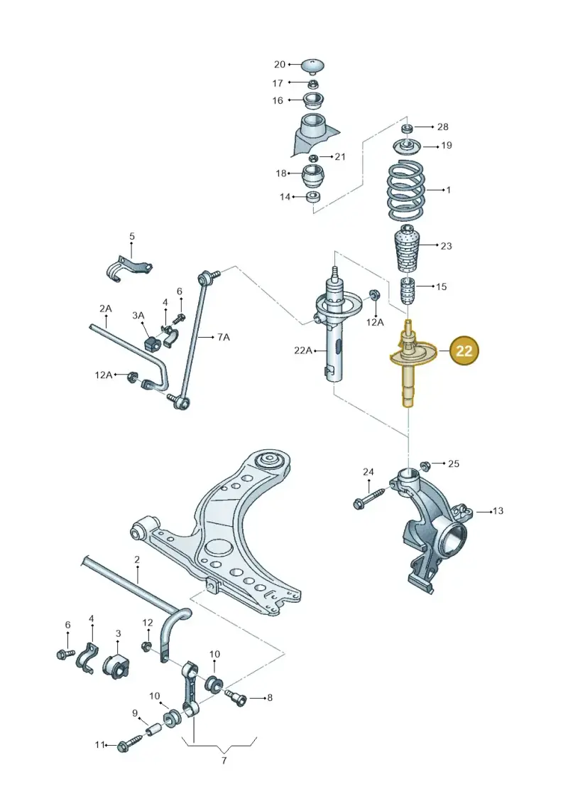 1J0413031DQ — Volkswagen Jetta/Wagon (2002-2006) diagram 266411000, position 22