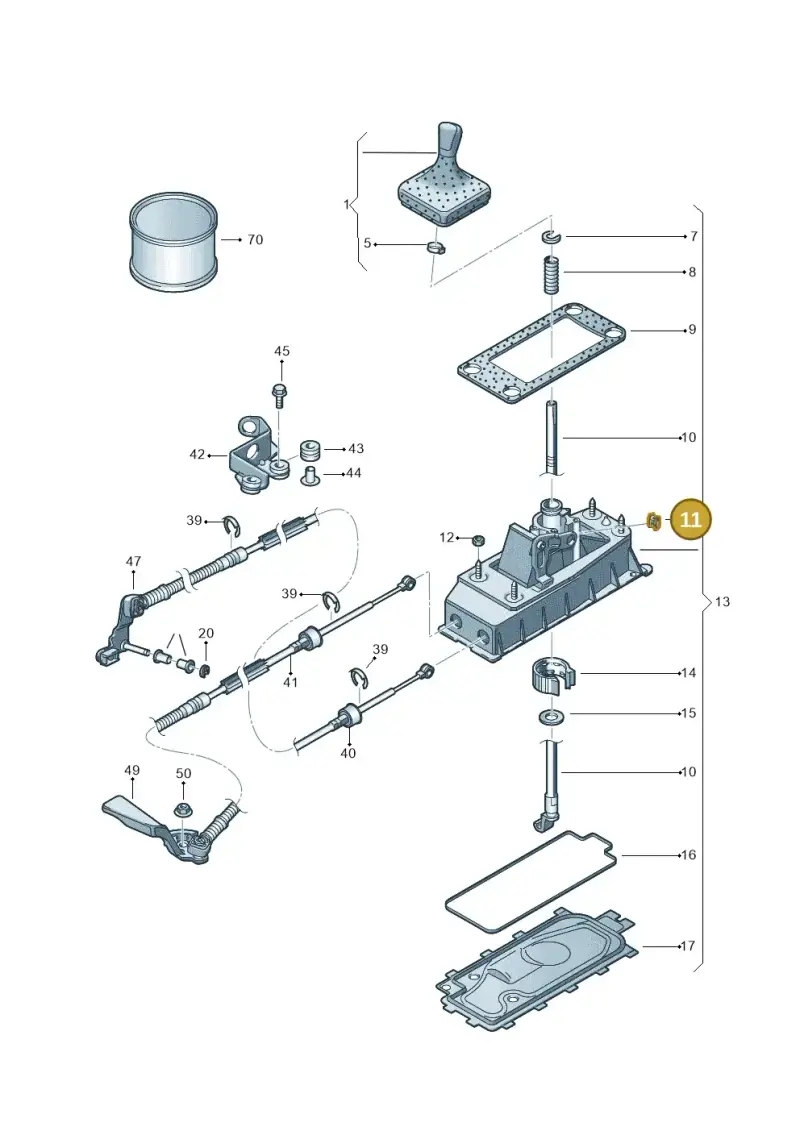 1J0711047 — Volkswagen Polo (2009-2014) diagram 461711350, position 11