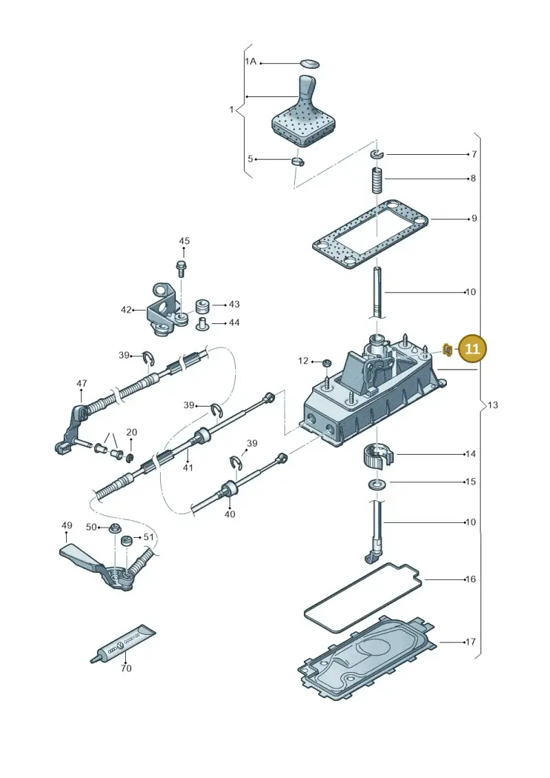 1J0711047 — Volkswagen Polo 1.4 BlueMotion (2014-2017) diagram 672711300, position 11