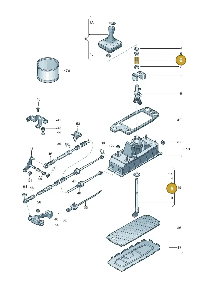 1J0711197A — Volkswagen Scirocco 2.0 (2014-2017) diagram 615711300, position 6