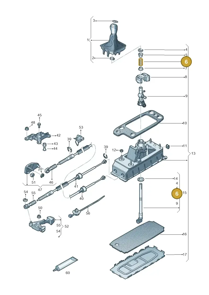1J0711197A — Volkswagen Caddy kombi (2015-2020) diagram 866711300, position 6