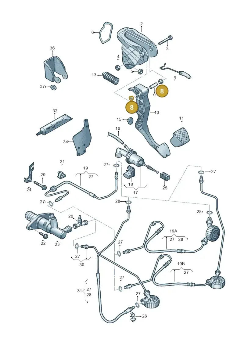1J0721153 — Volkswagen Golf (2009-2014) diagram 649721250, position 8