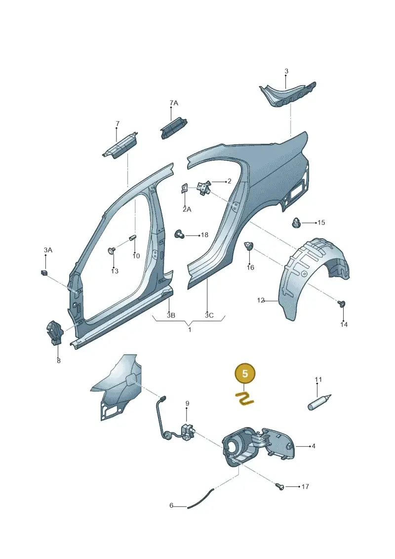 1J0809931 — Volkswagen Jetta 2.0 (2015-2015) diagram 692809700, position 5