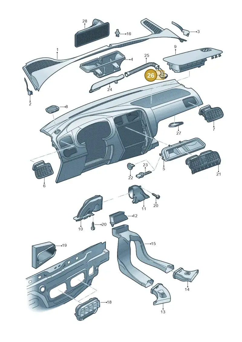 1J0816355 — Volkswagen Polo 1.4 BlueMotion (2014-2017) diagram 672819300, position 26