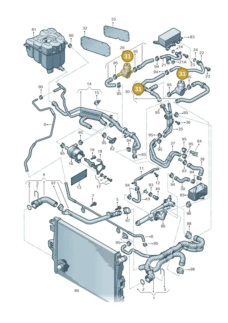 1J0819809 — Volkswagen Touareg BlueMotion (2014-2018) diagram 693121400, position 31