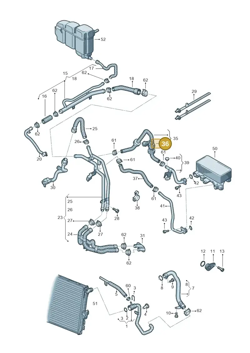 1J0819809 — Volkswagen Touareg BlueMotion (2014-2018) diagram 693121500, position 36