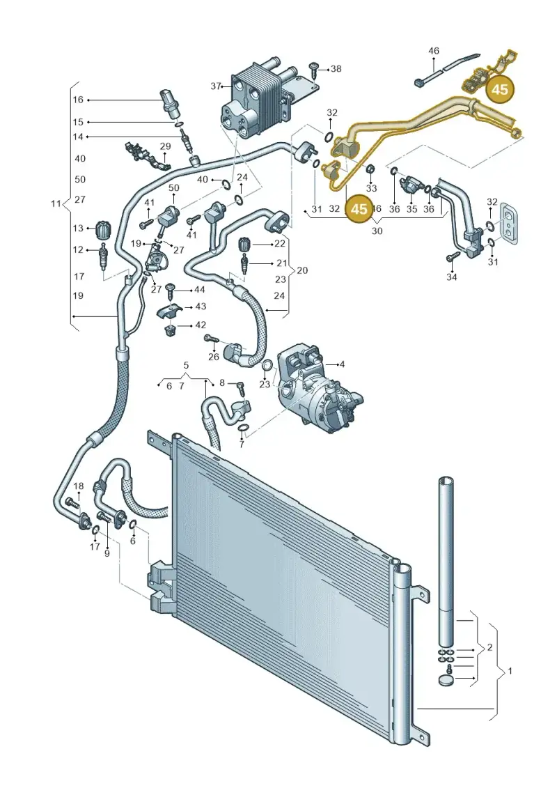 1J0820774A — Volkswagen Golf 2.0 BlueMotion (2019-2024) diagram 596260700, position 45