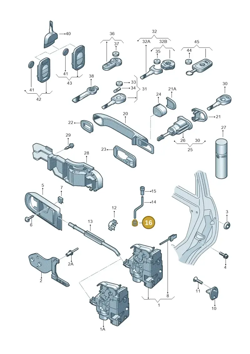 1J0837861 — Volkswagen Golf (1998-2000) diagram 195837000, position 16